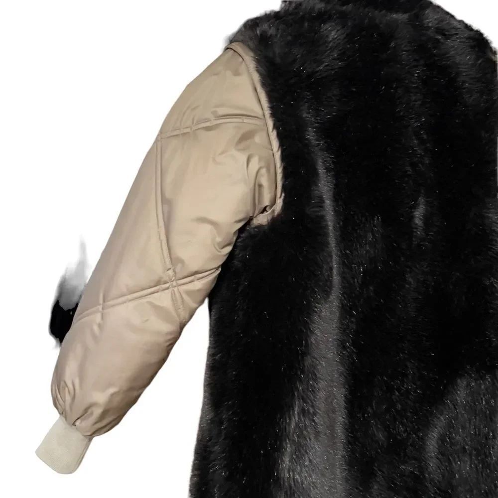 Bogner Reversible Faux Fur Quilted Trench Coat Sz 6 - Picture 5 of 15